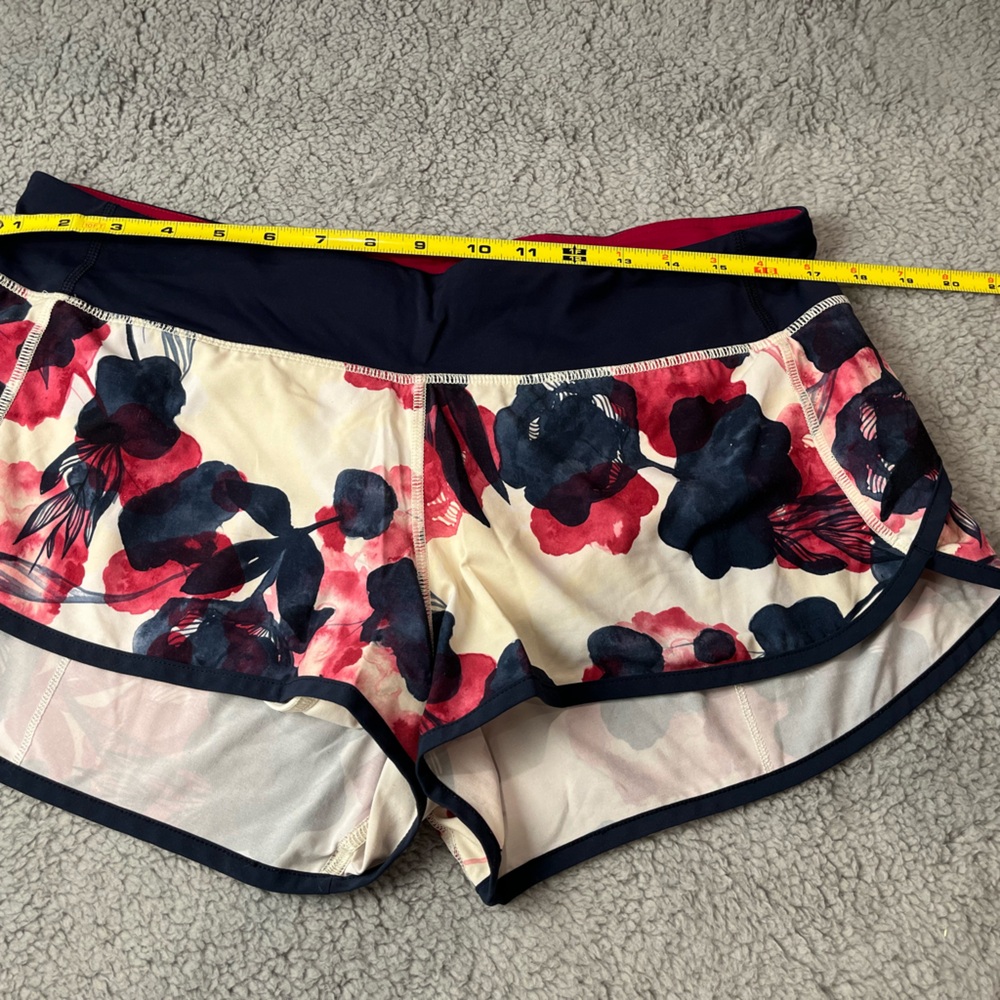 Lululemon Athletica Floral Print Shorts - Red and Navy